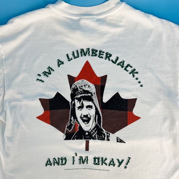 90s Monty Python Flying Circus Lumberjack tshirt 1990s vintage - Picture 1 of 8